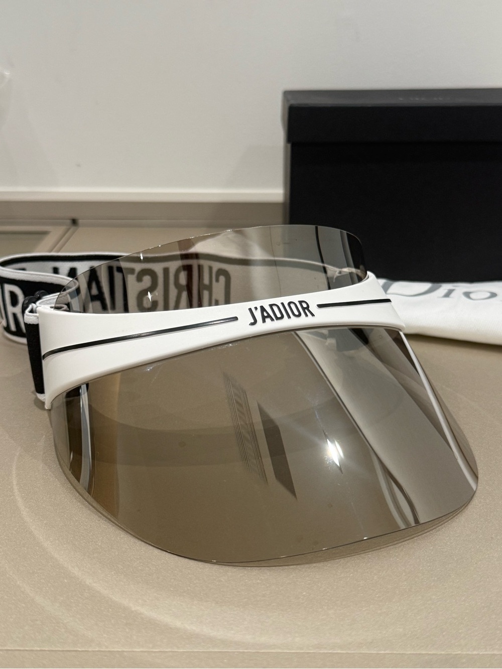 Dior White Visor Sunglasses with Smoke Shield Lens - Picture 2 of 6